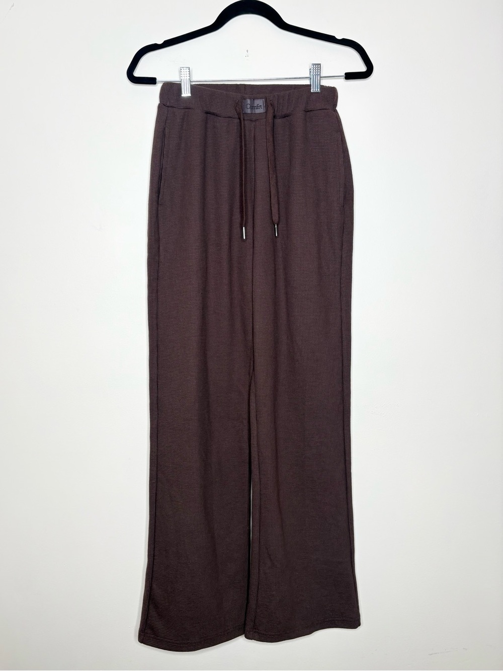 Comfrt Brown Waffle Knit Wide Leg Sweatpants